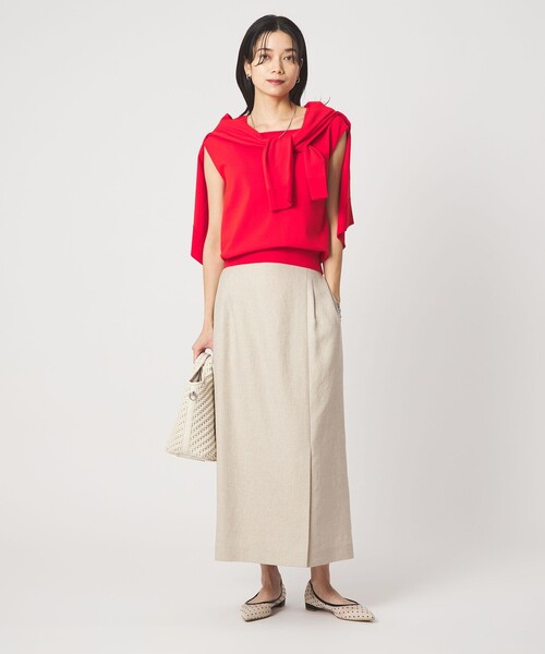 green label relaxing（グリーンレーベルリラクシング）の「［size SHORTあり］リネンライク スリット タイト スカート（スカート・レディース・ナチュラル/ブラウン/ネイビー・SHORT/36/38/40）」の10枚目の写真