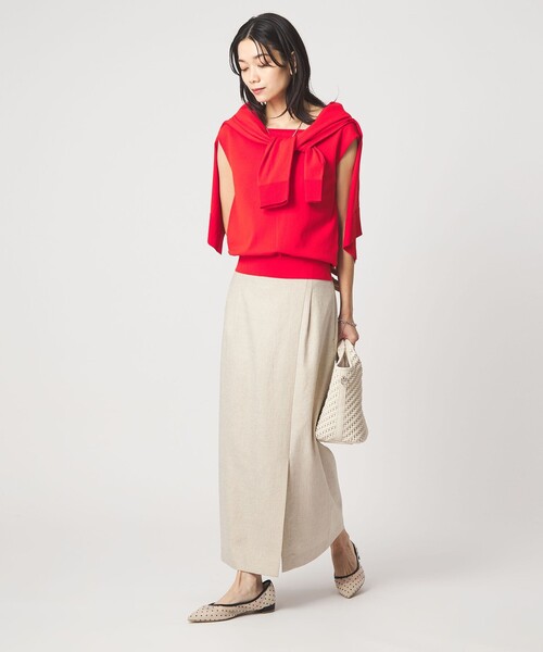 green label relaxing（グリーンレーベルリラクシング）の「［size SHORTあり］リネンライク スリット タイト スカート（スカート・レディース・ナチュラル/ブラウン/ネイビー・SHORT/36/38/40）」の11枚目の写真