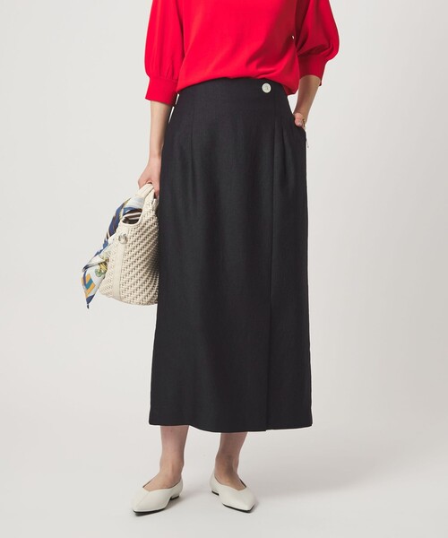 green label relaxing（グリーンレーベルリラクシング）の「［size SHORTあり］リネンライク スリット タイト スカート（スカート・レディース・ナチュラル/ブラウン/ネイビー・SHORT/36/38/40）」の14枚目の写真