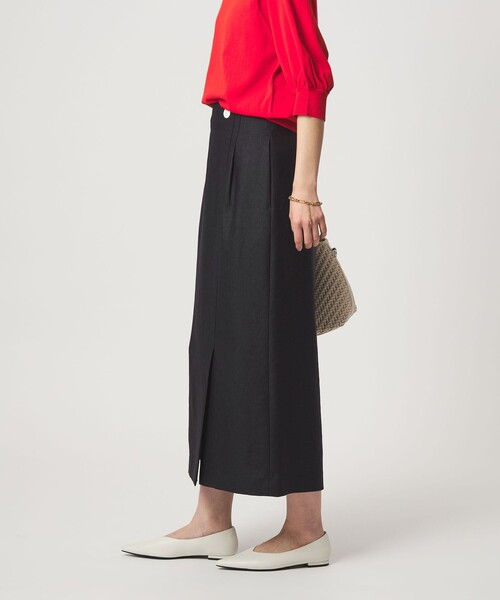 green label relaxing（グリーンレーベルリラクシング）の「［size SHORTあり］リネンライク スリット タイト スカート（スカート・レディース・ナチュラル/ブラウン/ネイビー・SHORT/36/38/40）」の15枚目の写真