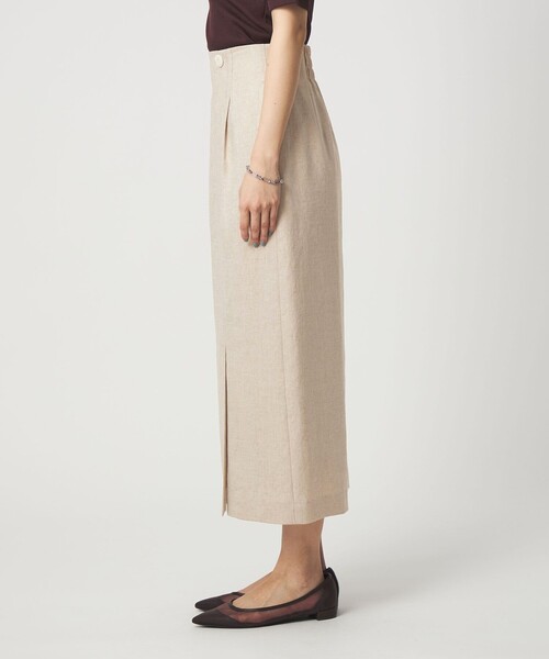 green label relaxing（グリーンレーベルリラクシング）の「［size SHORTあり］リネンライク スリット タイト スカート（スカート・レディース・ナチュラル/ブラウン/ネイビー・SHORT/36/38/40）」の20枚目の写真