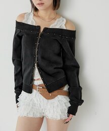 WHO'S WHO gallery | フロントジップスタッズオフショル(Tシャツ/カットソー)