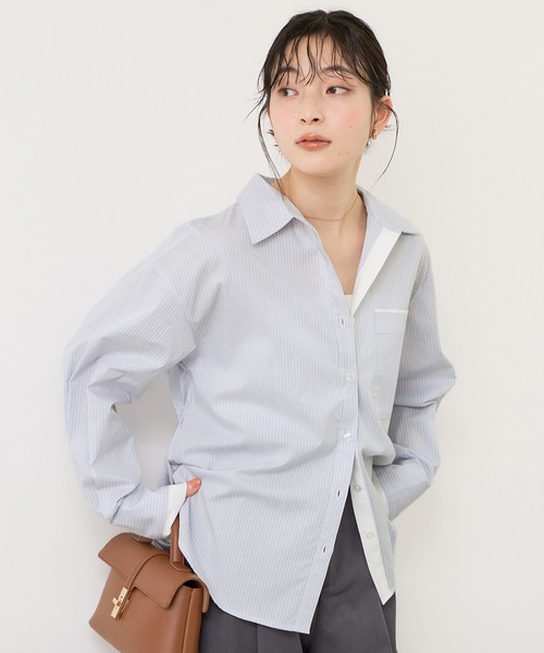 VIS（ビス）の「ウエストリボンシャツ/イージーケア・WEB限定カラー（シャツ/ブラウス・レディース・ホワイト/ベージュ/ブルー/サックスブルー/ピンク・FREE）」の4枚目の写真