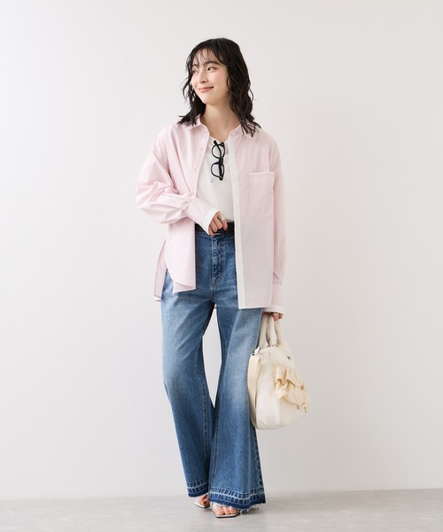 VIS（ビス）の「ウエストリボンシャツ/イージーケア・WEB限定カラー（シャツ/ブラウス・レディース・ホワイト/ベージュ/ブルー/サックスブルー/ピンク・FREE）」の15枚目の写真