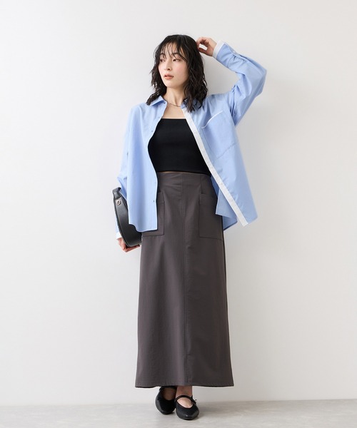 VIS（ビス）の「ウエストリボンシャツ/イージーケア・WEB限定カラー（シャツ/ブラウス・レディース・ホワイト/ベージュ/ブルー/サックスブルー/ピンク・FREE）」の10枚目の写真