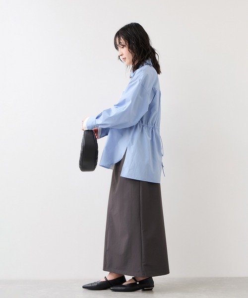 VIS（ビス）の「ウエストリボンシャツ/イージーケア・WEB限定カラー（シャツ/ブラウス・レディース・ホワイト/ベージュ/ブルー/サックスブルー/ピンク・FREE）」の9枚目の写真