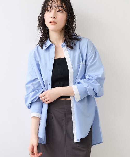 VIS（ビス）の「ウエストリボンシャツ/イージーケア・WEB限定カラー（シャツ/ブラウス・レディース・ホワイト/ベージュ/ブルー/サックスブルー/ピンク・FREE）」の12枚目の写真