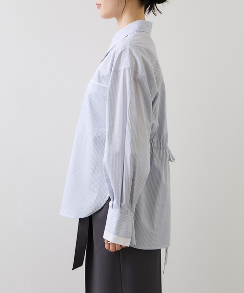 VIS（ビス）の「ウエストリボンシャツ/イージーケア・WEB限定カラー（シャツ/ブラウス・レディース・ホワイト/ベージュ/ブルー/サックスブルー/ピンク・FREE）」の7枚目の写真