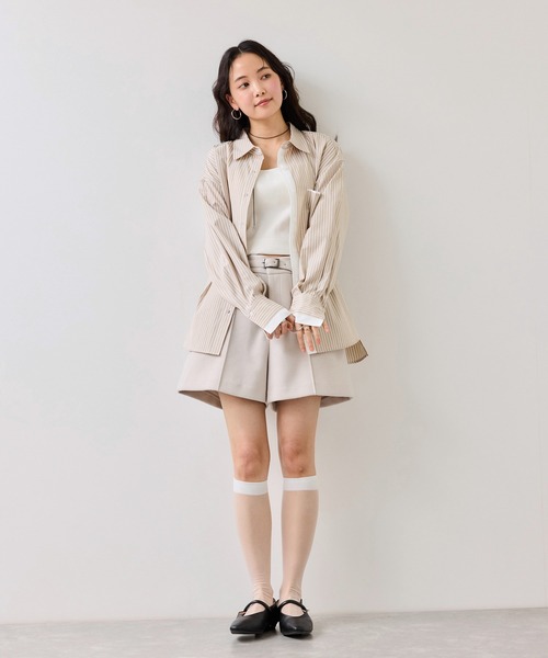 VIS（ビス）の「ウエストリボンシャツ/イージーケア・WEB限定カラー（シャツ/ブラウス・レディース・ホワイト/ベージュ/ブルー/サックスブルー/ピンク・FREE）」の22枚目の写真