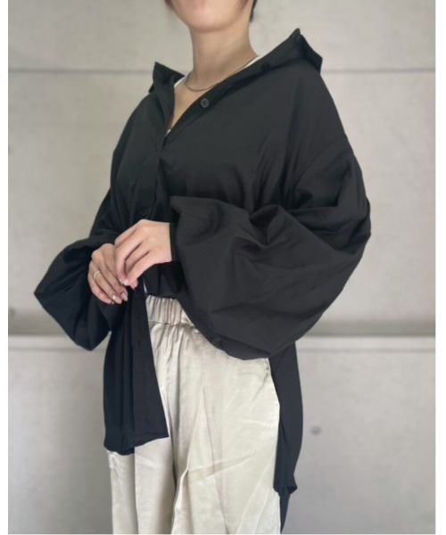 amini(アミニ)の「ボリュームタックスリーブシャツ(Tシャツ/カットソー・レディース・サックスブルー/ブラック/オフホワイト・MEDIUM)」の22枚目の写真
