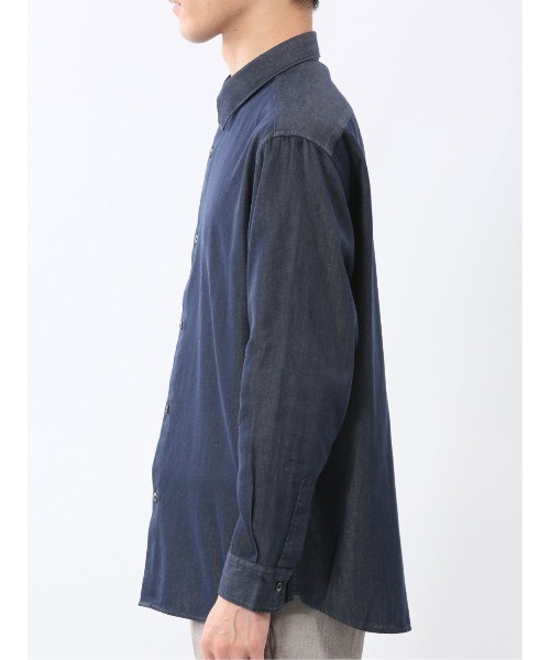 TAKA-Q(タカキュー)の「シャツ メンズ 長袖 綿 コットン シャンブレー レギュラーカラー ややゆったり ルーズフィット (シャツ/ブラウス・メンズ・ネイビー・MEDIUM/LARGE/X-LARGE)」の5枚目の写真