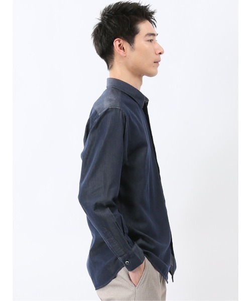 TAKA-Q(タカキュー)の「シャツ メンズ 長袖 綿 コットン シャンブレー レギュラーカラー ややゆったり ルーズフィット (シャツ/ブラウス・メンズ・ネイビー・MEDIUM/LARGE/X-LARGE)」の11枚目の写真