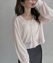 TREOVER（トレオーバー）の「軽やかな透け感が魅力 袖ボリュームVネックシアーカーディガン（カーディガン/ボレロ）」