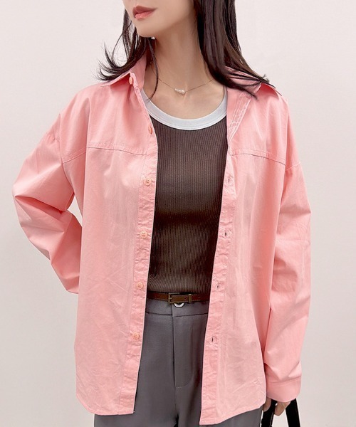 CLOTHY(クロシィ)の「【風をまとう、淡色シャツ。】カラーシャツ(シャツ/ブラウス・レディース・ブルー/オフホワイト/イエロー/ピンク/グリーン・FREE)」の5枚目の写真