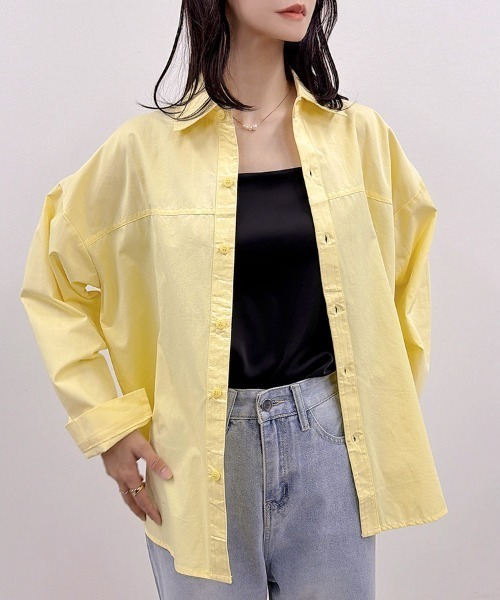 CLOTHY(クロシィ)の「【風をまとう、淡色シャツ。】カラーシャツ(シャツ/ブラウス・レディース・ブルー/オフホワイト/イエロー/ピンク/グリーン・FREE)」の4枚目の写真