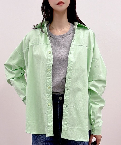 CLOTHY(クロシィ)の「【風をまとう、淡色シャツ。】カラーシャツ(シャツ/ブラウス・レディース・ブルー/オフホワイト/イエロー/ピンク/グリーン・FREE)」の1枚目の写真