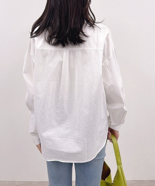 CLOTHY(クロシィ)の「【風をまとう、淡色シャツ。】カラーシャツ(シャツ/ブラウス・レディース・ブルー/オフホワイト/イエロー/ピンク/グリーン・FREE)」の8枚目の写真