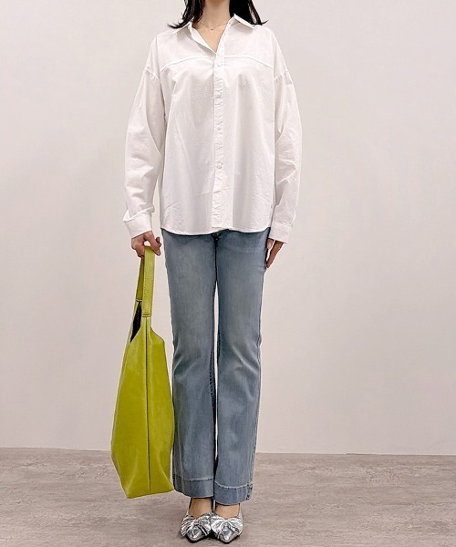 CLOTHY(クロシィ)の「【風をまとう、淡色シャツ。】カラーシャツ(シャツ/ブラウス・レディース・ブルー/オフホワイト/イエロー/ピンク/グリーン・FREE)」の9枚目の写真