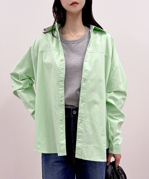 CLOTHY(クロシィ)の「【風をまとう、淡色シャツ。】カラーシャツ(シャツ/ブラウス・レディース・ブルー/オフホワイト/イエロー/ピンク/グリーン・FREE)」の10枚目の写真