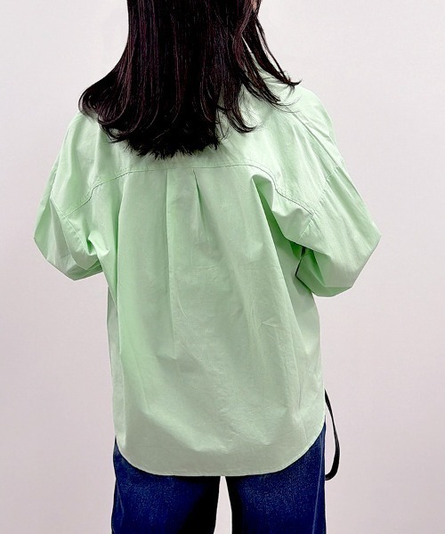 CLOTHY(クロシィ)の「【風をまとう、淡色シャツ。】カラーシャツ(シャツ/ブラウス・レディース・ブルー/オフホワイト/イエロー/ピンク/グリーン・FREE)」の12枚目の写真