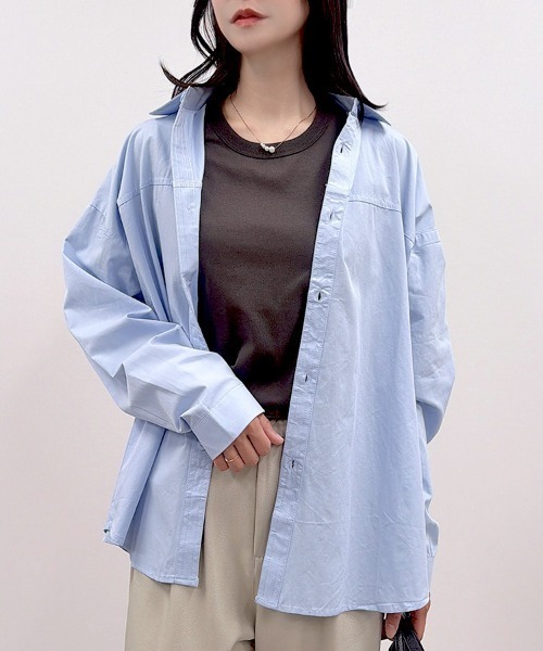 CLOTHY(クロシィ)の「【風をまとう、淡色シャツ。】カラーシャツ(シャツ/ブラウス・レディース・ブルー/オフホワイト/イエロー/ピンク/グリーン・FREE)」の15枚目の写真