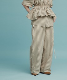 【W:Huku / ブロードストライプ】サイド リボン パンツ / Broad Stripe Side Ribbon Pants