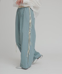 【W:Huku / ブロードストライプ】サイド リボン パンツ / Broad Stripe Side Ribbon Pants