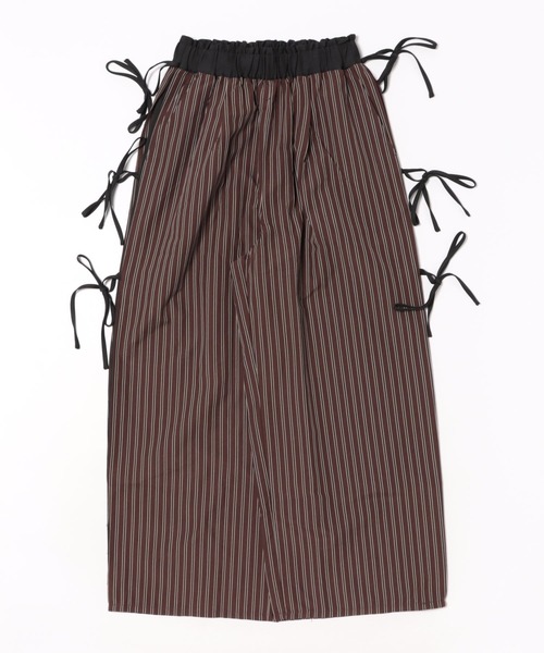 W:Huku（フーク）の「【W:Huku / ブロードストライプ】サイド リボン パンツ / Broad Stripe Side Ribbon Pants（その他パンツ・レディース・ブラック/ブルー/ベージュ/ブラウン・FREE）」の6枚目の写真