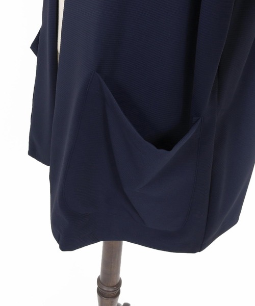 Magine（マージン）の「mj11380- Nylon Spandex Fine Rib Knit Fabric Lapel Less Relax Fit Seven Sleeve Jacket 七分袖ラペルレスジャケット(MGN-261-008)（ノーカラージャケット・メンズ・ネイビー/ブラック/グレー・48/46/44）」の6枚目の写真