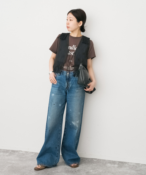 Spick & Span(スピックアンドスパン)の「crinkle crinkle crinkle 別注フリンジベスト*(その他アウター・レディース・ブラック/ブラウン・FREE)」の8枚目の写真