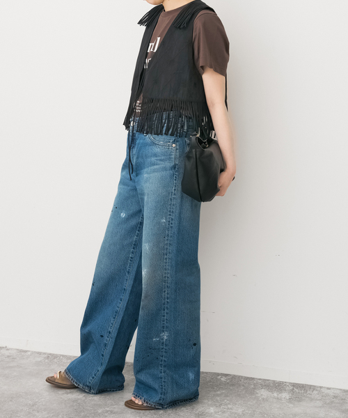 Spick & Span(スピックアンドスパン)の「crinkle crinkle crinkle 別注フリンジベスト*(その他アウター・レディース・ブラック/ブラウン・FREE)」の14枚目の写真