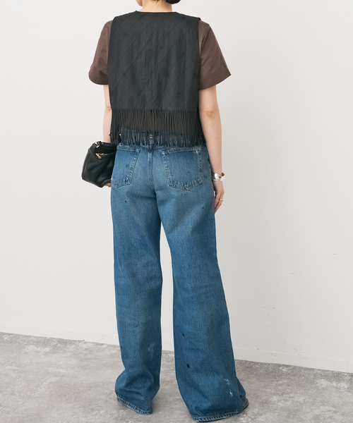 Spick & Span(スピックアンドスパン)の「crinkle crinkle crinkle 別注フリンジベスト*(その他アウター・レディース・ブラック/ブラウン・FREE)」の15枚目の写真
