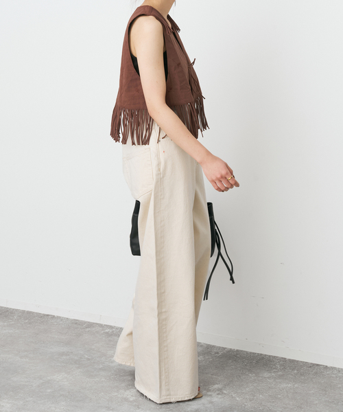Spick & Span(スピックアンドスパン)の「crinkle crinkle crinkle 別注フリンジベスト*(その他アウター・レディース・ブラック/ブラウン・FREE)」の4枚目の写真