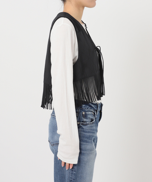 Spick & Span(スピックアンドスパン)の「crinkle crinkle crinkle 別注フリンジベスト*(その他アウター・レディース・ブラック/ブラウン・FREE)」の21枚目の写真