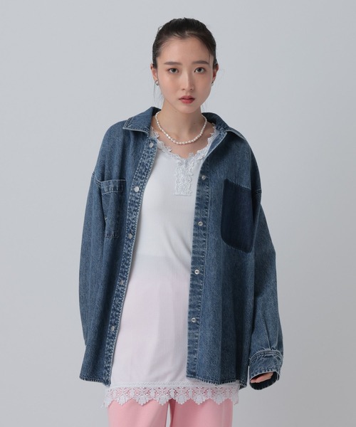 LEPSIM(レプシィム)の「レースインナー長袖チュニック 661008(Tシャツ/カットソー・レディース・オフホワイト/ブラック・FREE)」の2枚目の写真