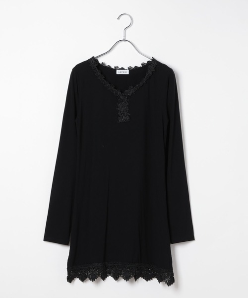 LEPSIM(レプシィム)の「レースインナー長袖チュニック 661008(Tシャツ/カットソー・レディース・オフホワイト/ブラック・FREE)」の1枚目の写真
