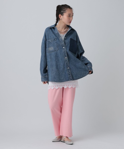 LEPSIM(レプシィム)の「レースインナー長袖チュニック 661008(Tシャツ/カットソー・レディース・オフホワイト/ブラック・FREE)」の9枚目の写真