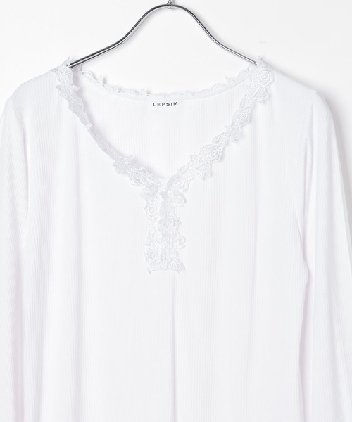 LEPSIM(レプシィム)の「レースインナー長袖チュニック 661008(Tシャツ/カットソー・レディース・オフホワイト/ブラック・FREE)」の12枚目の写真