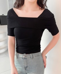【Jasmine】メッシュ切り替えオフショルTシャツ (SS)