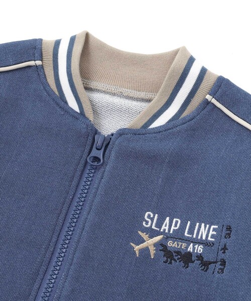 SLAP SLIP(スラップスリップ)の「恐竜ロゴ刺しゅうデニム風ニットスタジャン(90~130cm)(スタジャン・キッズ・ブルー/ネイビー・120cm/110cm/130cm/100cm/90cm)」の9枚目の写真