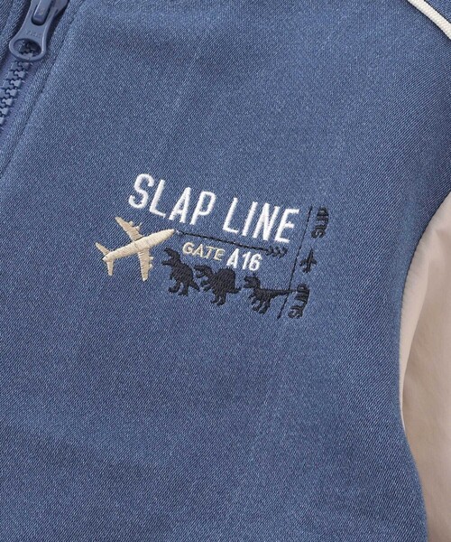 SLAP SLIP(スラップスリップ)の「恐竜ロゴ刺しゅうデニム風ニットスタジャン(90~130cm)(スタジャン・キッズ・ブルー/ネイビー・120cm/110cm/130cm/100cm/90cm)」の10枚目の写真
