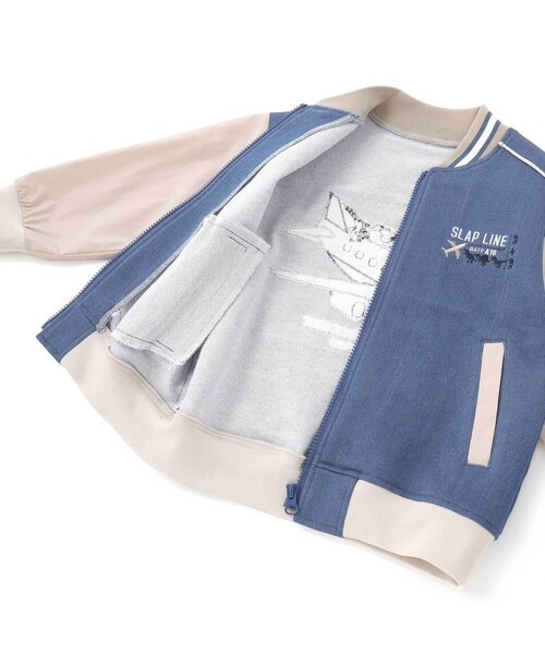 SLAP SLIP(スラップスリップ)の「恐竜ロゴ刺しゅうデニム風ニットスタジャン(90~130cm)(スタジャン・キッズ・ブルー/ネイビー・120cm/110cm/130cm/100cm/90cm)」の15枚目の写真
