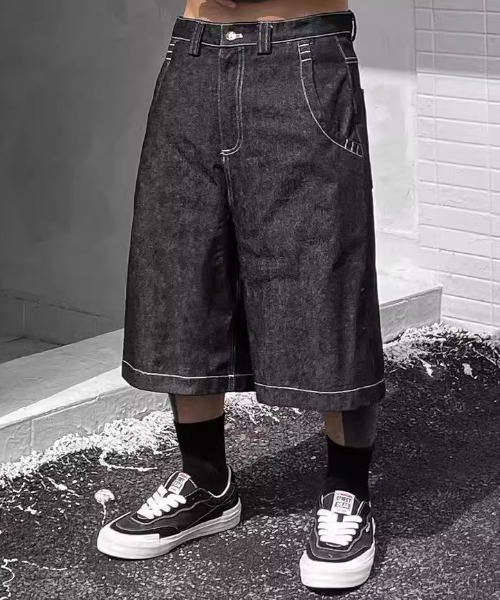 B.R.U（ブル）の「バッグ刺繍デニムハーフパンツ（デニムパンツ・メンズ・ブラック・MEDIUM/LARGE）」の3枚目の写真