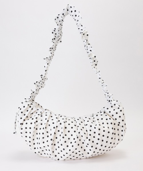 Lace Ladies(レースレディース)の「ドット柄 ハーフムーン フリル ショルダー バッグ(ショルダーバッグ・レディース・ブラック/ホワイト・FREE)」の7枚目の写真