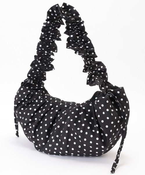 Lace Ladies(レースレディース)の「ドット柄 ハーフムーン フリル ショルダー バッグ(ショルダーバッグ・レディース・ブラック/ホワイト・FREE)」の9枚目の写真