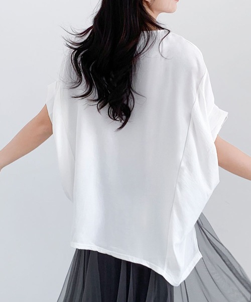 LOWO(ロワ)の「ドルマンスリーブ カットソー 半袖(Tシャツ/カットソー・レディース・グレー/ライトベージュ/ブラック/ホワイト・FREE)」の7枚目の写真