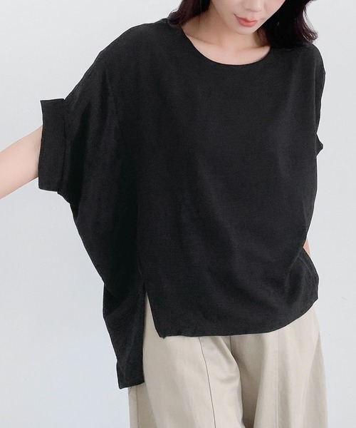 LOWO(ロワ)の「ドルマンスリーブ カットソー 半袖(Tシャツ/カットソー・レディース・グレー/ライトベージュ/ブラック/ホワイト・FREE)」の10枚目の写真