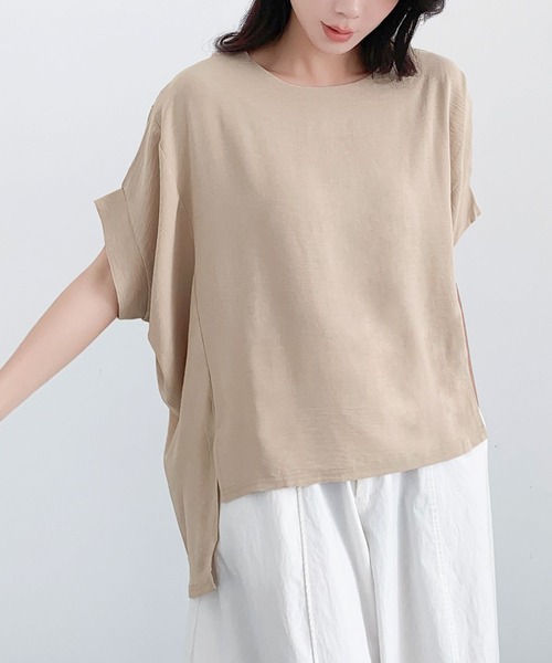 LOWO(ロワ)の「ドルマンスリーブ カットソー 半袖(Tシャツ/カットソー・レディース・グレー/ライトベージュ/ブラック/ホワイト・FREE)」の12枚目の写真