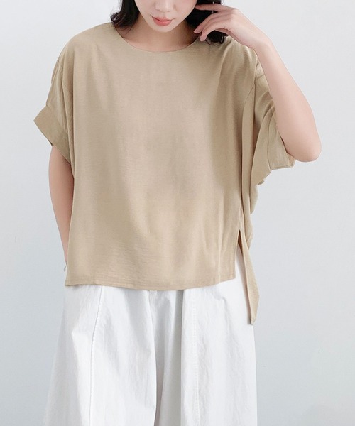 LOWO(ロワ)の「ドルマンスリーブ カットソー 半袖(Tシャツ/カットソー・レディース・グレー/ライトベージュ/ブラック/ホワイト・FREE)」の13枚目の写真