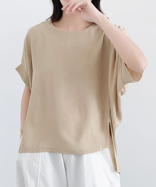 LOWO(ロワ)の「ドルマンスリーブ カットソー 半袖(Tシャツ/カットソー・レディース・グレー/ライトベージュ/ブラック/ホワイト・FREE)」の16枚目の写真